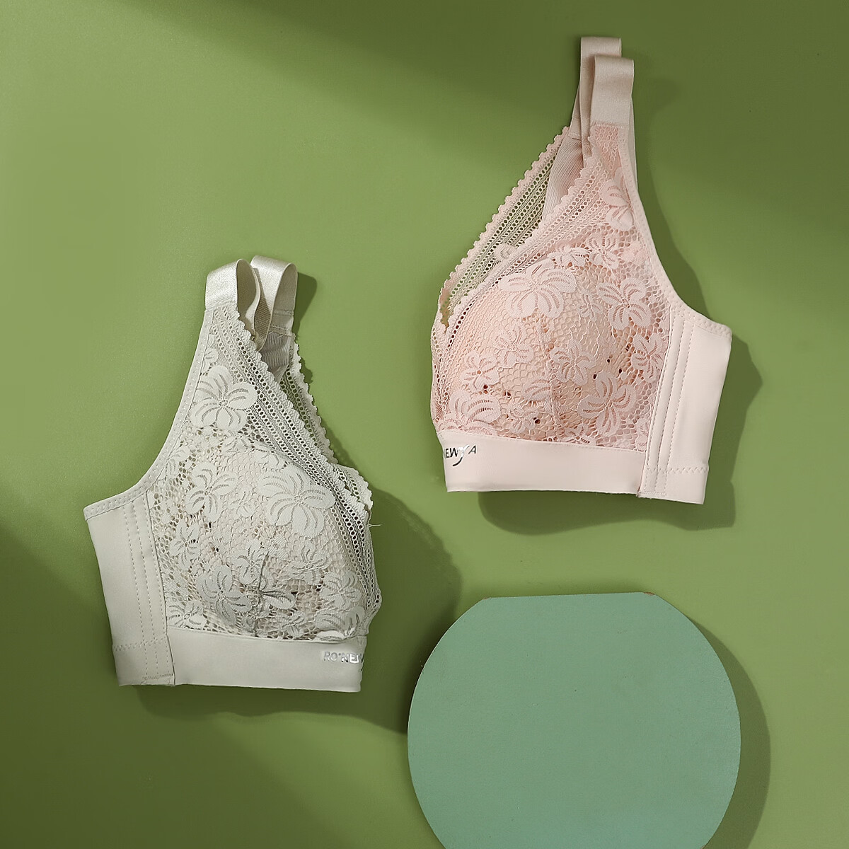 红豆居家女士文胸聚拢性感蕾丝无钢圈舒适透气调整型薄文胸胸罩 藕粉 90B
