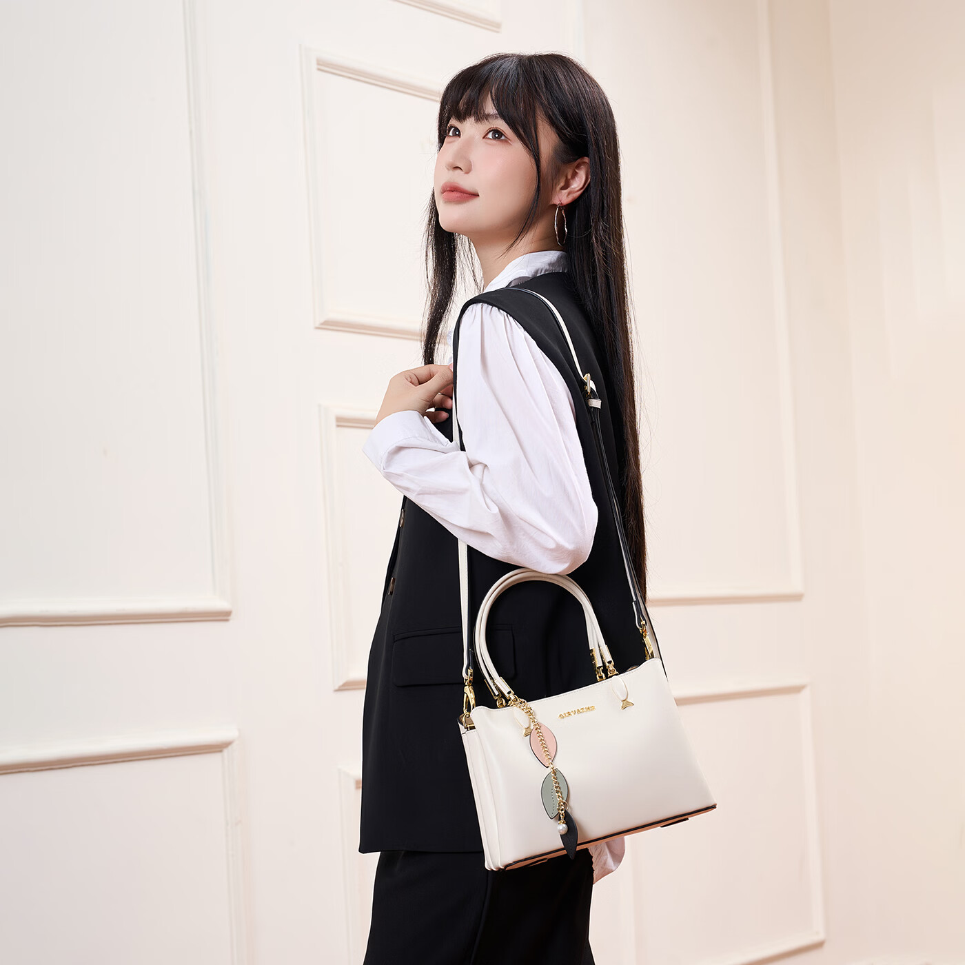 纪诗哲(GIEVSZHE)轻奢女包2026新款包包手提单肩包斜挎包三八女神妇女节礼物送老婆 米白色