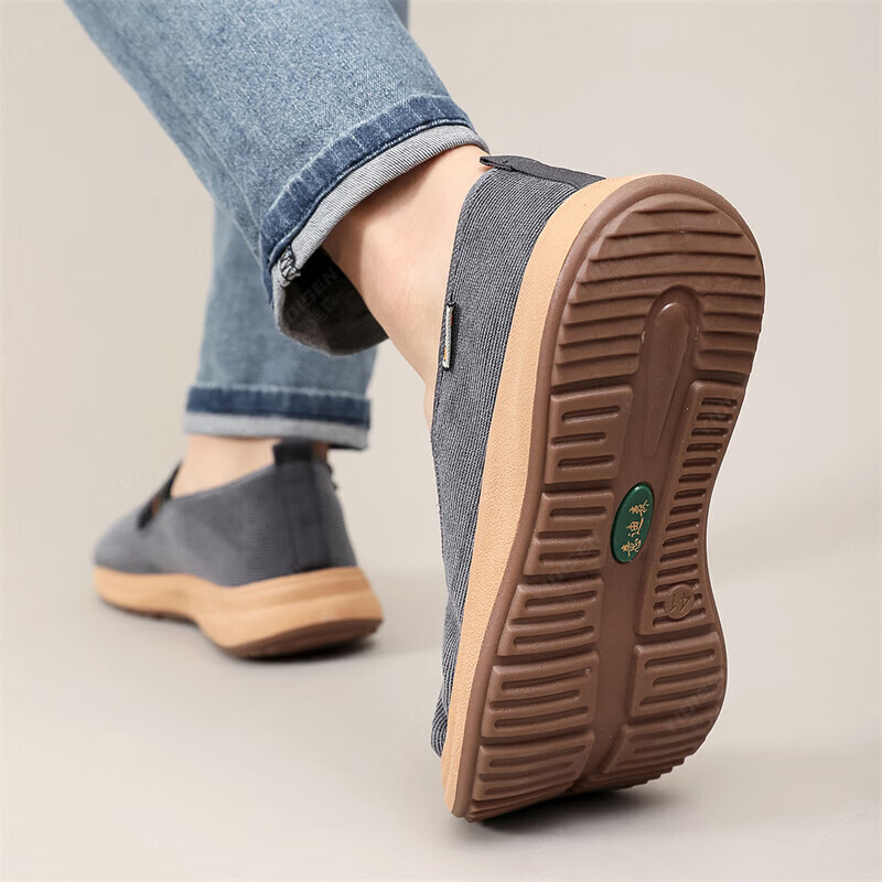 意迪森春秋老北京布鞋男休闲健步鞋软底防滑爸爸鞋一脚蹬官方旗舰店正品 灰色 【久穿不累脚】 42 (260mm) 正码正拍