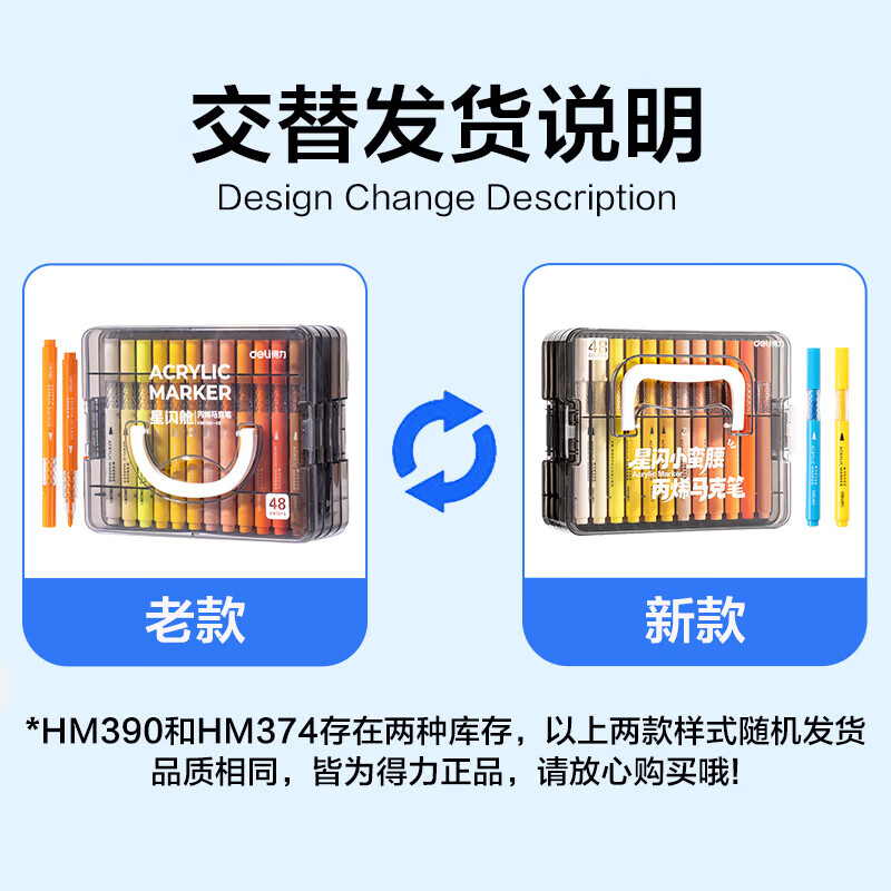 得力丙烯马克笔小蛮腰层叠盒便携收纳强覆盖力可水洗可叠色儿童小学生美术生绘画用幼儿园透明可视笔杆 【48色丨小蛮腰层叠盒】丙烯马克笔