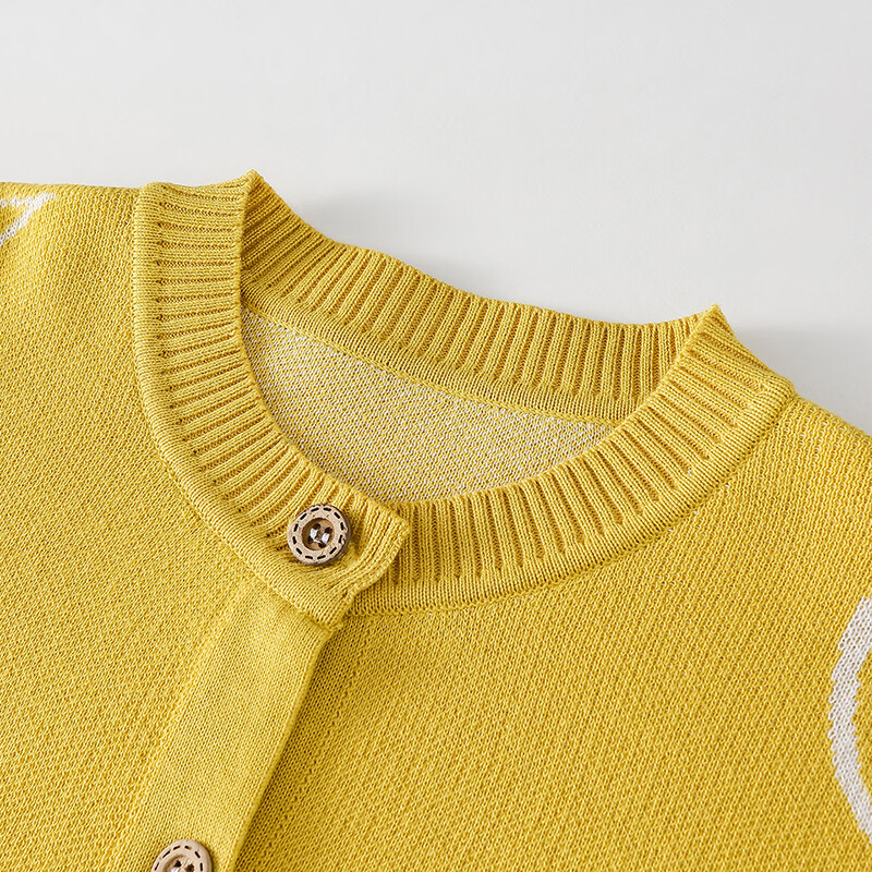 棉花堂（cottontown）【100%棉】棉花堂儿童毛衣开衫春秋新款男童女童针织衫外套开衫 黄色 90 90/52