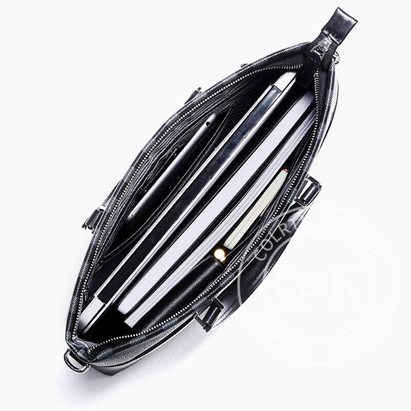 Colrtn Kwecr男士商务公文包大容量出差办公手提包皮包单肩斜挎包电脑包 CO183138.5*28.5*6(14英寸）