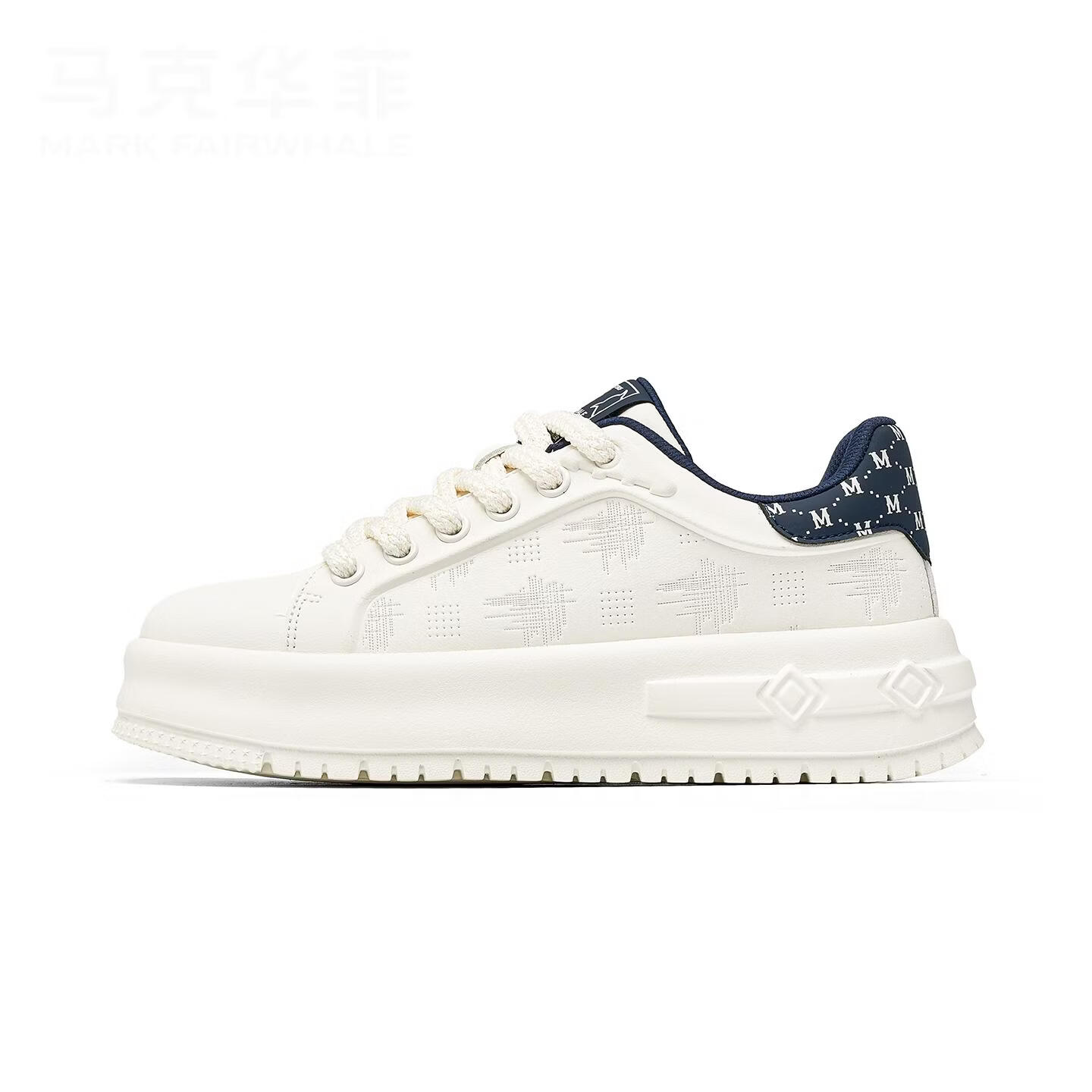 马克华菲男鞋2026春季新款经典板鞋厚底增高轻奢小白鞋复古百搭运动休闲鞋 米蓝 41 标准运动鞋码