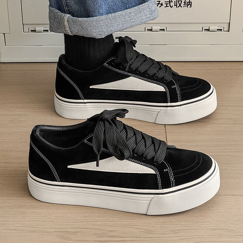 战澈经典黑色软底低帮帆布鞋 男款夏季透气板鞋 韩版百搭休闲鞋 黑色 44