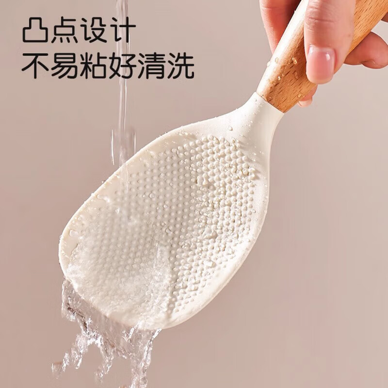 DEATKN德国硅胶饭勺可立不粘米饭铲子勺子盛饭电饭煲食品级站立不沾家用 【白+黄】两件套 食品级硅胶