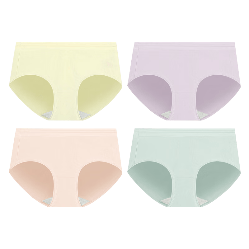 紅豆內(nèi)褲女純棉抑菌襠女士內(nèi)褲棉氨中腰三角褲4條裝 組合一175