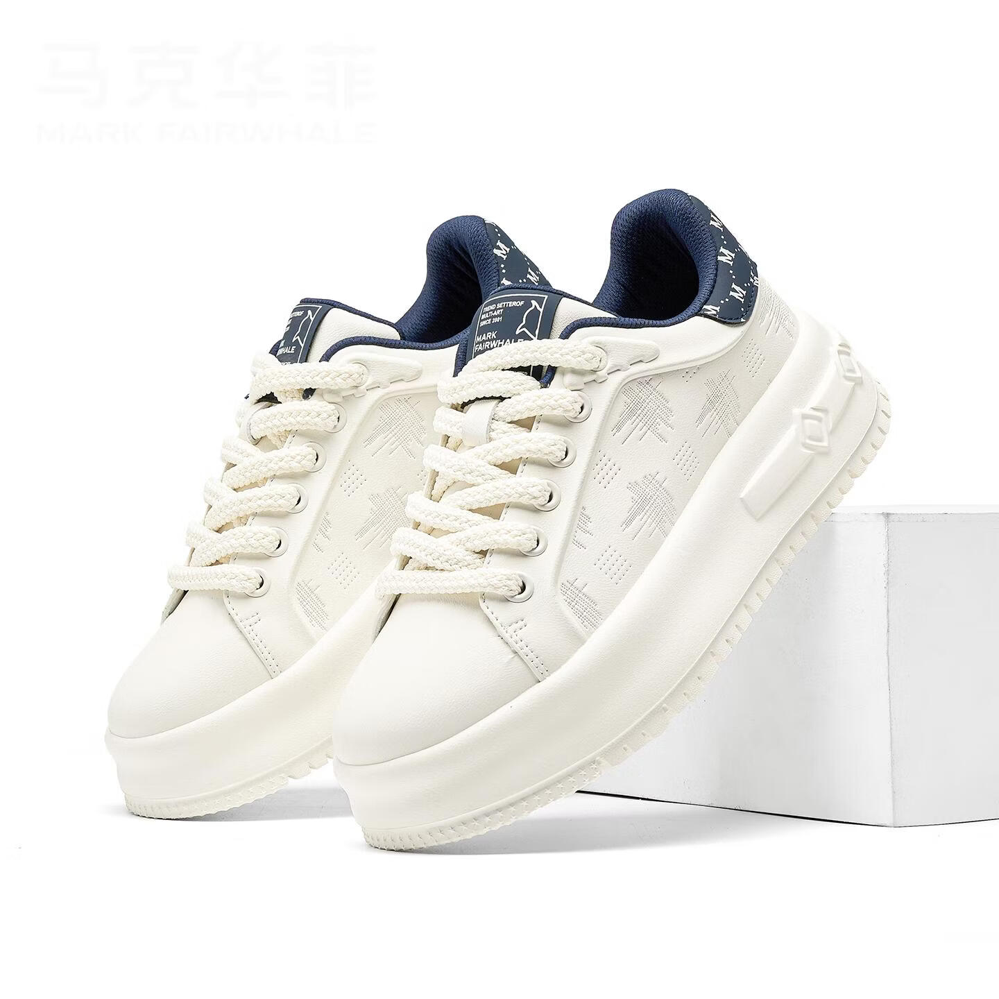 马克华菲男鞋2026春季新款经典板鞋厚底增高轻奢小白鞋复古百搭运动休闲鞋 米蓝 41 标准运动鞋码