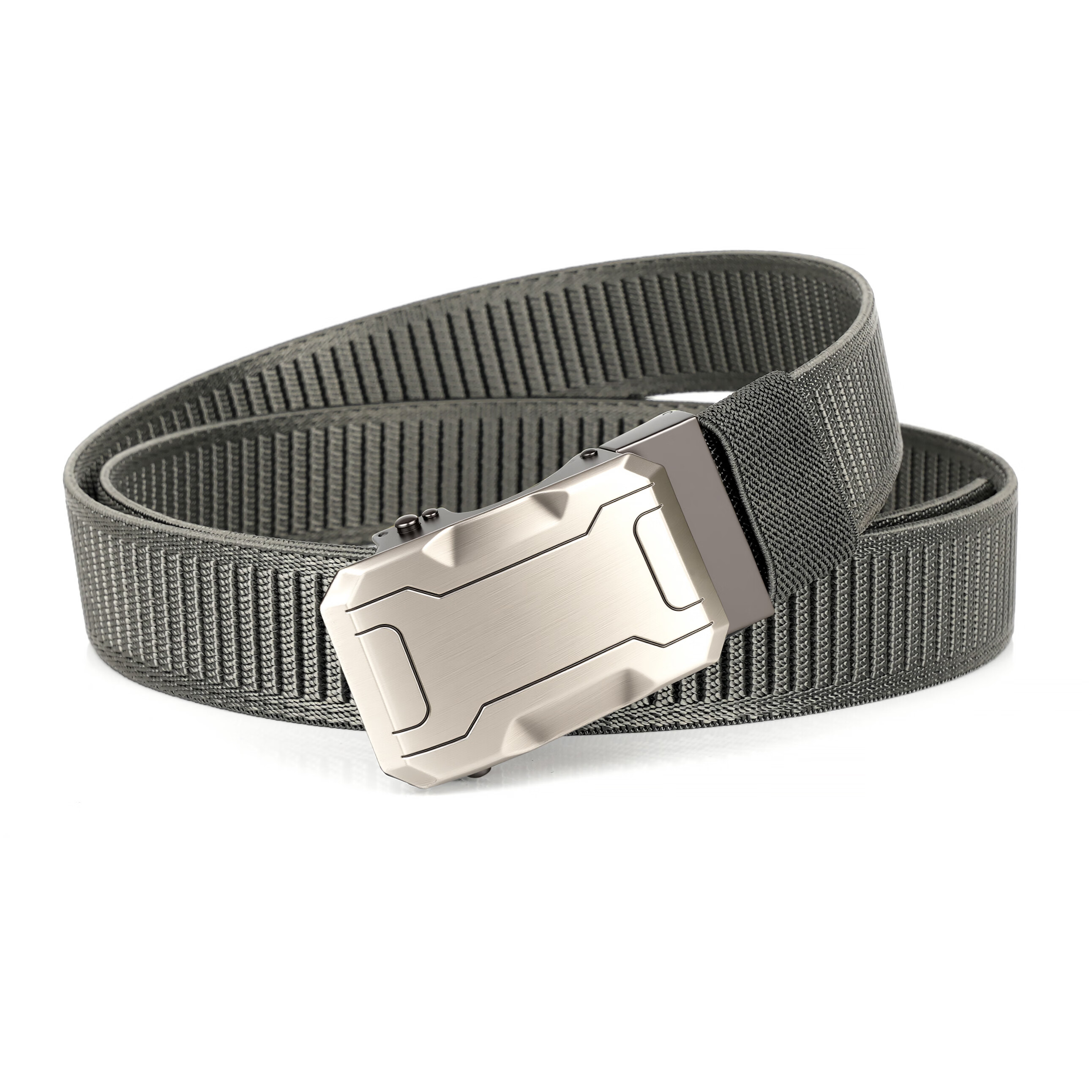 A6银男士皮带休闲弹力腰带户外运动军训编织自动扣腰带生日礼物 灰色-拉丝枪扣【弹力腰带】 150cm 可裁剪适合240斤以上