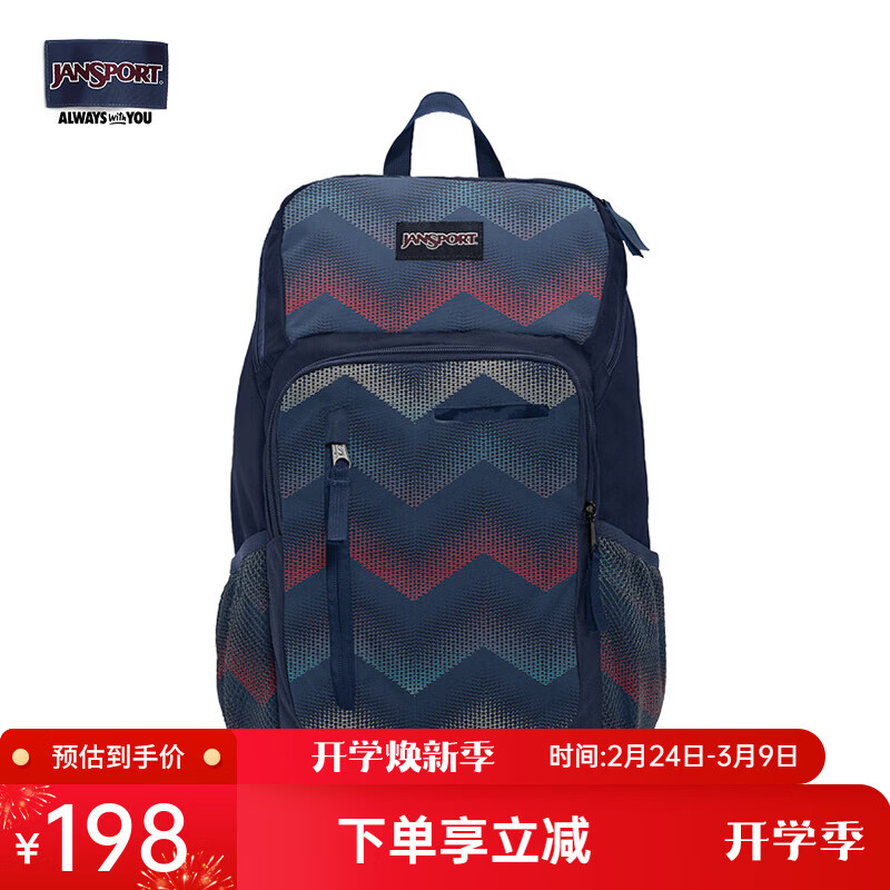 JANSPORT杰斯伯新款商务大容量双肩背包男士旅行轻便电脑包高中生大学生 2T3F40L商务蓝-电脑隔层+水杯侧袋