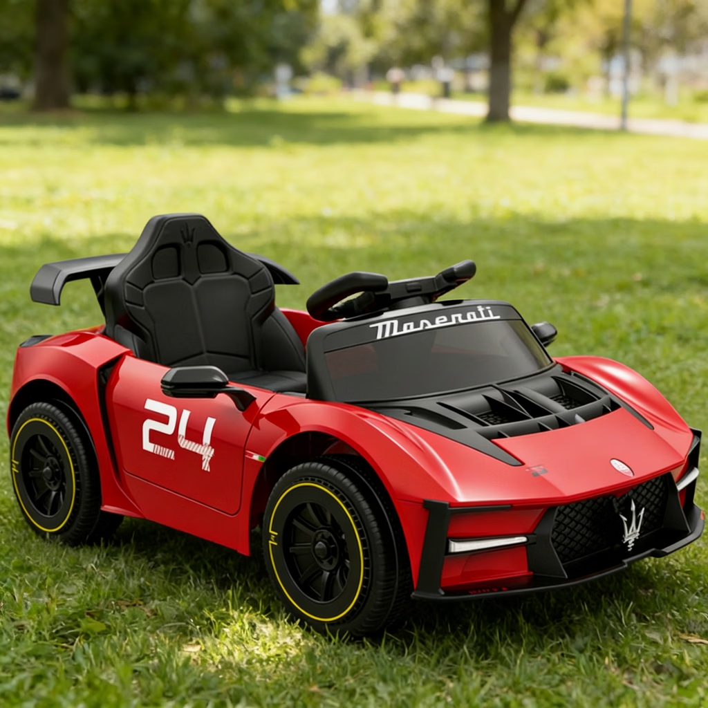 贝瑞佳（BeRica）玛莎拉蒂授权儿童电动车遥控四轮汽车宝宝小孩玩具车可坐人礼物红