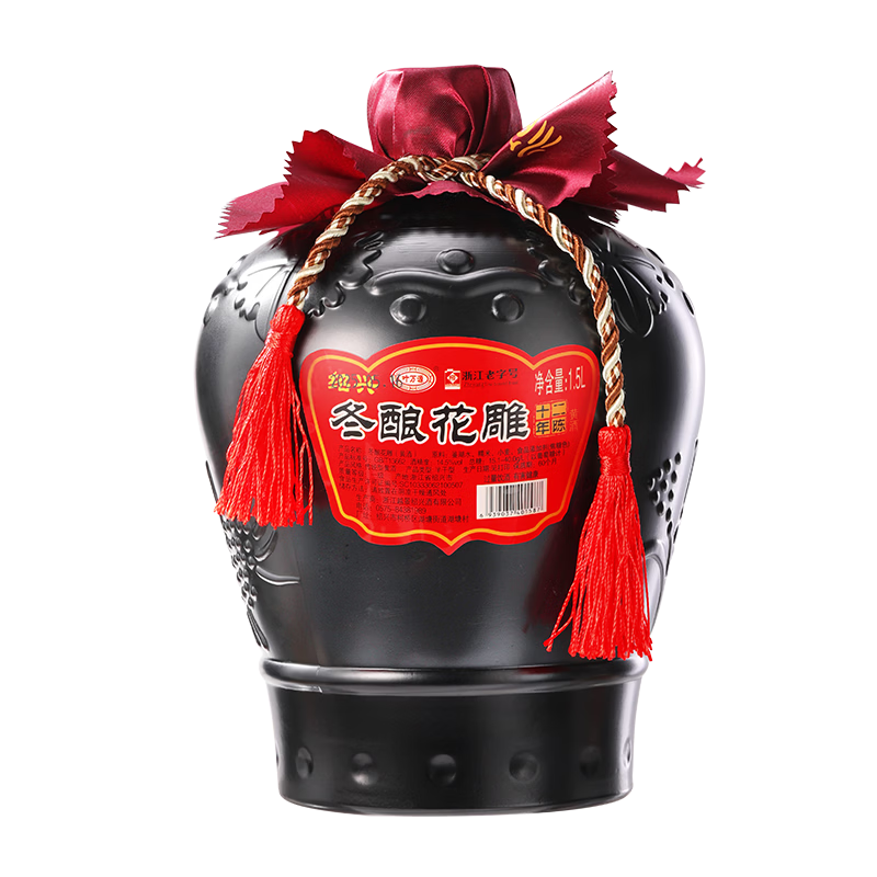 叶万源绍兴花雕黄酒十二年陈 冬酿养生酒半干型1500ML坛装米酒传统酿造