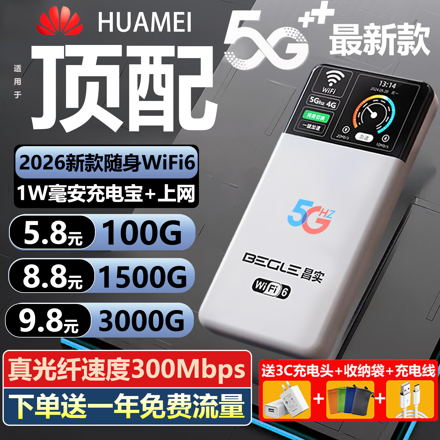 ��ʵ����һ��������5Gǧ������2026�¿�����wifi6�����ƶ�10000������籦����һ����ȫ��ͨ���������� ��5Gȫ��ͨ��+1W����������BT64��64���ߡ�