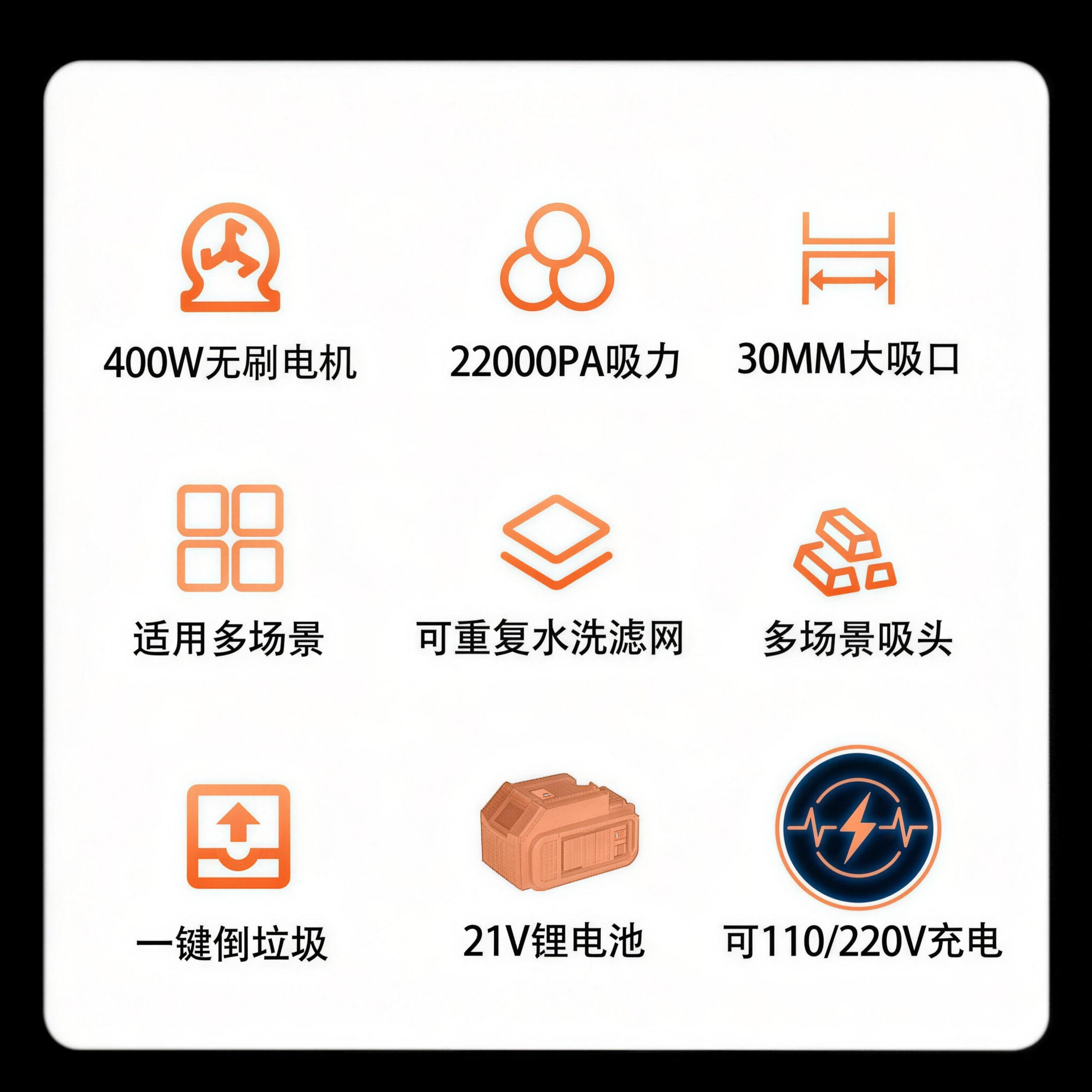 MOTOFEEL无线吸尘器家用大吸力便携手持式锂电吸尘机吸毛发地毯美缝车载吸拖一体机 全屋清洁吸尘器（1电池）