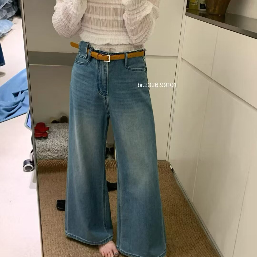 复古蓝牛仔裤女2026 春季小个子高腰宽松直筒显瘦休闲长裤 深蓝色 薄款 XL 125-135 斤