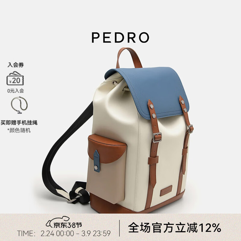 PEDRO线性系列大容量男士双肩包电脑包书包背包送男生礼物PM2-26320159 综合色 容纳14寸电脑 L