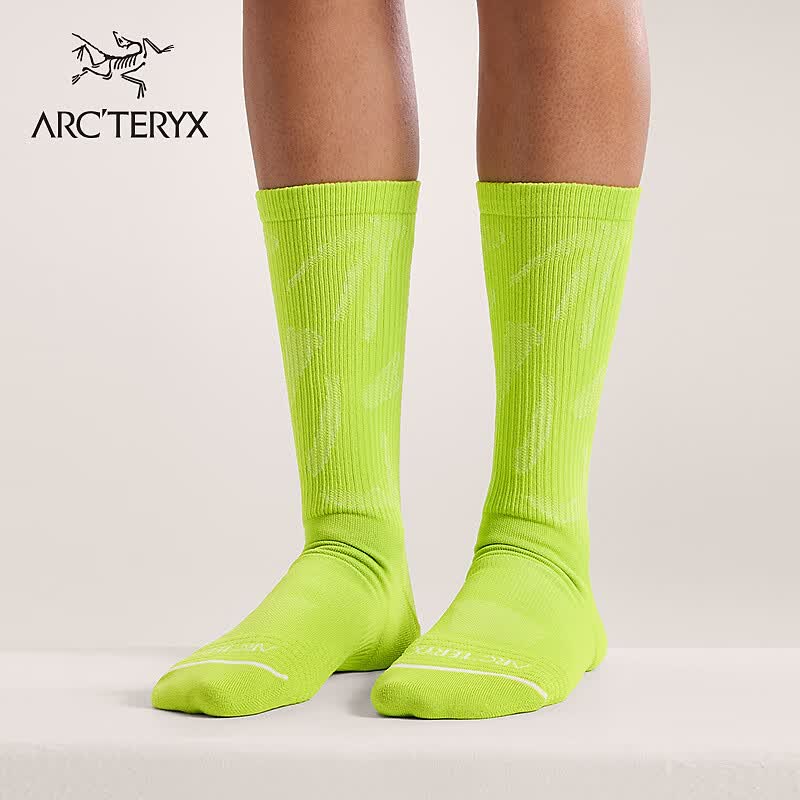 ARC'TERYX始祖鸟 SYNTHETIC MID GROTTO SOCK 男女同款 袜子 MANTIS / WHITE/蔓藤绿/白色 S