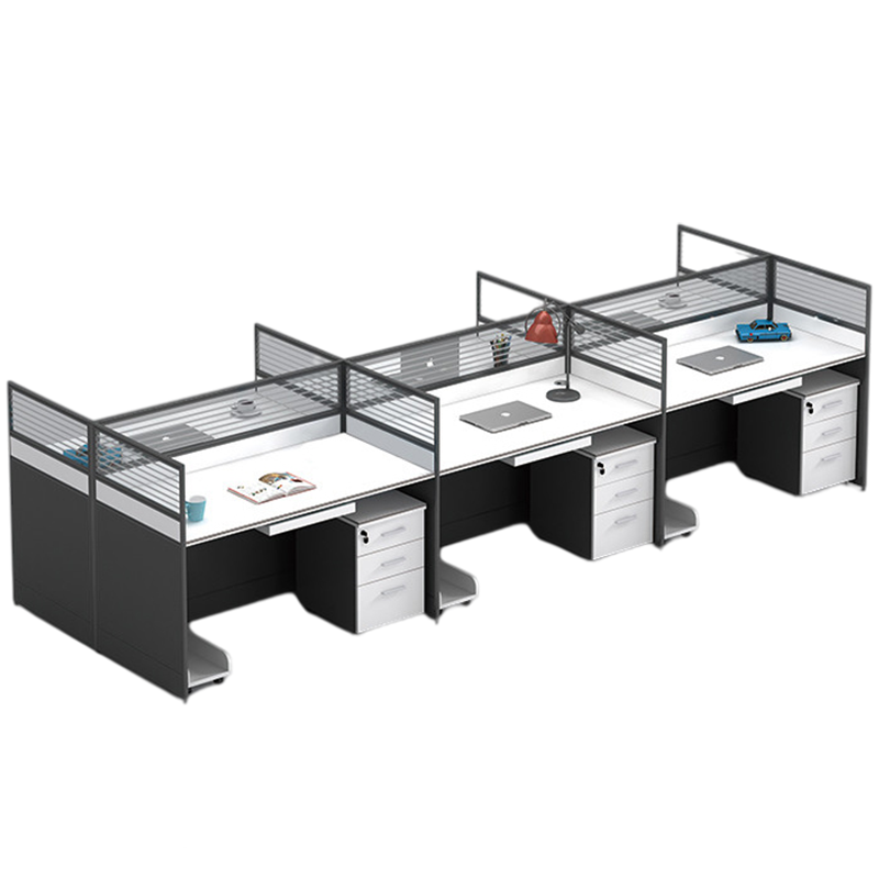 锡田 办公桌椅组合简约现代员工电脑桌屏风隔断工作位2/4/6/人办公桌 王字型四人位(含柜椅)