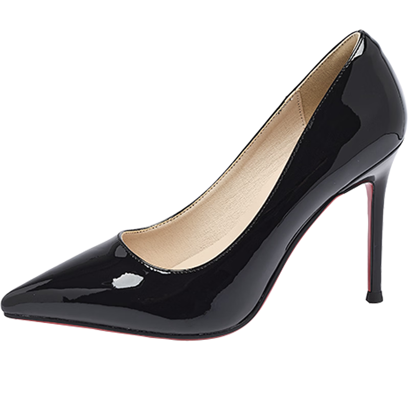 達(dá)芙妮紅底黑色高跟鞋女2026新款純欲不累腳尖頭細(xì)跟氣質(zhì)高跟鞋女單鞋