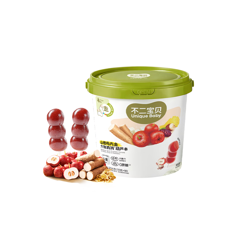 不二宝贝山楂棒棒糖葫芦山药鸡内金234g搭配0蔗糖婴儿幼儿童健康宝宝零食
