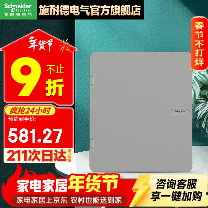 施耐德电箱 天朗系列暗装家用配电箱 空开强电箱 暗装灰色 双排 24回路