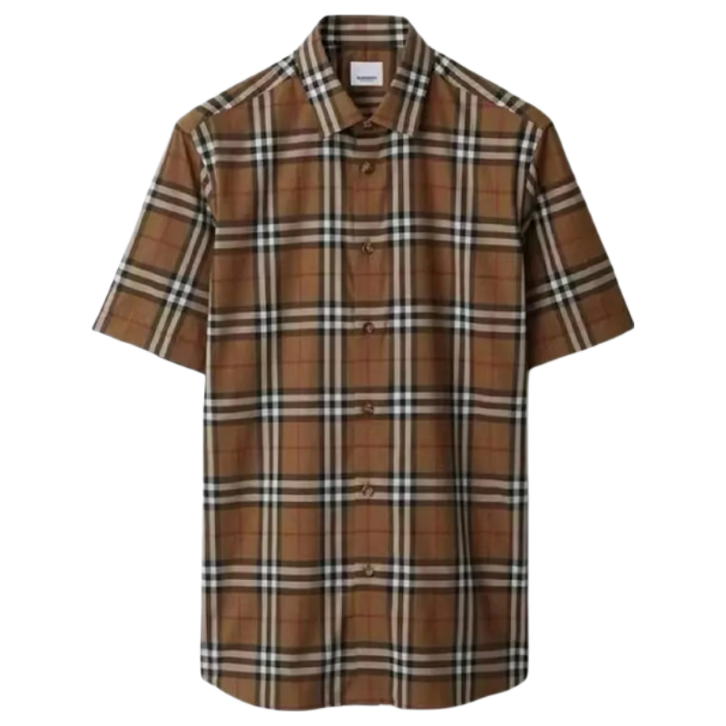 BURBERRY巴宝莉新款男士休闲短袖衬衫80929031 棕色 L 礼物