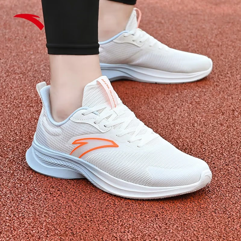 安踏男鞋运动鞋2026春夏季男士软底网面透气跑步鞋轻便休闲鞋子男款 象牙白/鲜亮橙/幻景蓝-4 【正品保障】 43 (270mm)