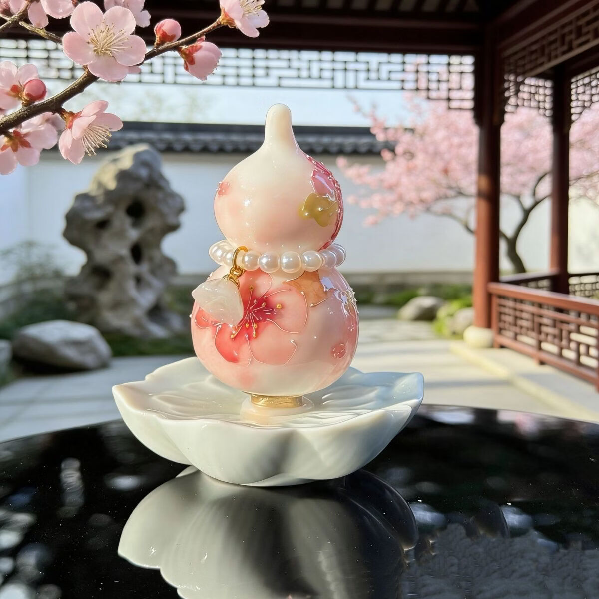 靠森景德镇同款可爱福禄葫芦转转乐居家摆件招财纳福新年礼物办公桌 蝶恋花葫芦转转(挂件随机)