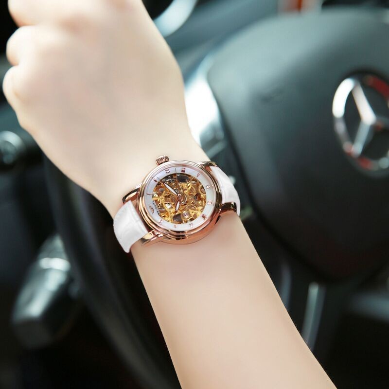 宝茄达(brigada)手表女士 女士手表机械 防水海鸥机芯机械表镂空自动