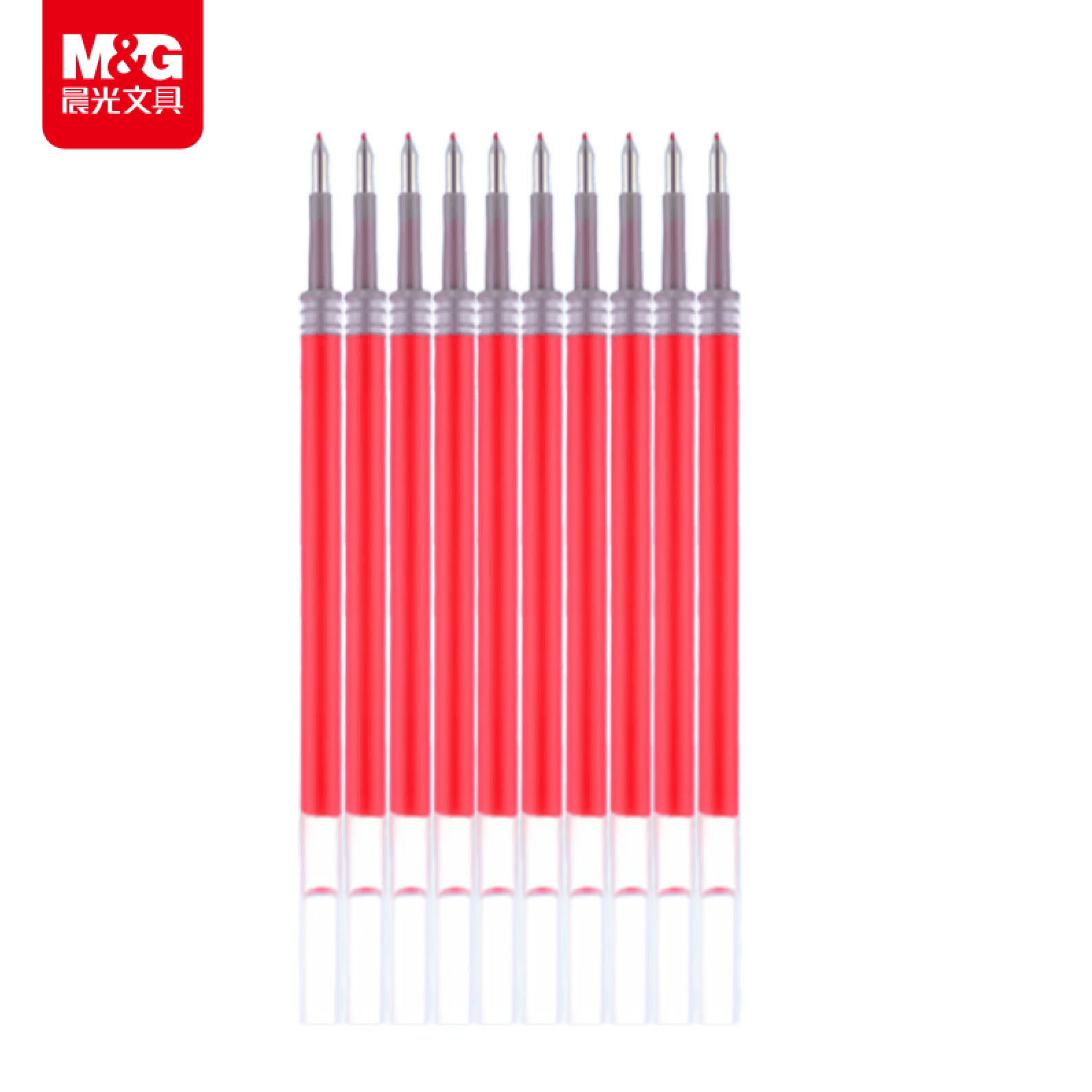 晨光（M&G）文具按动中性笔芯0.5替芯签字笔芯学生速干子弹头水笔芯办公用品1008/K35/S01/S08 红色10支