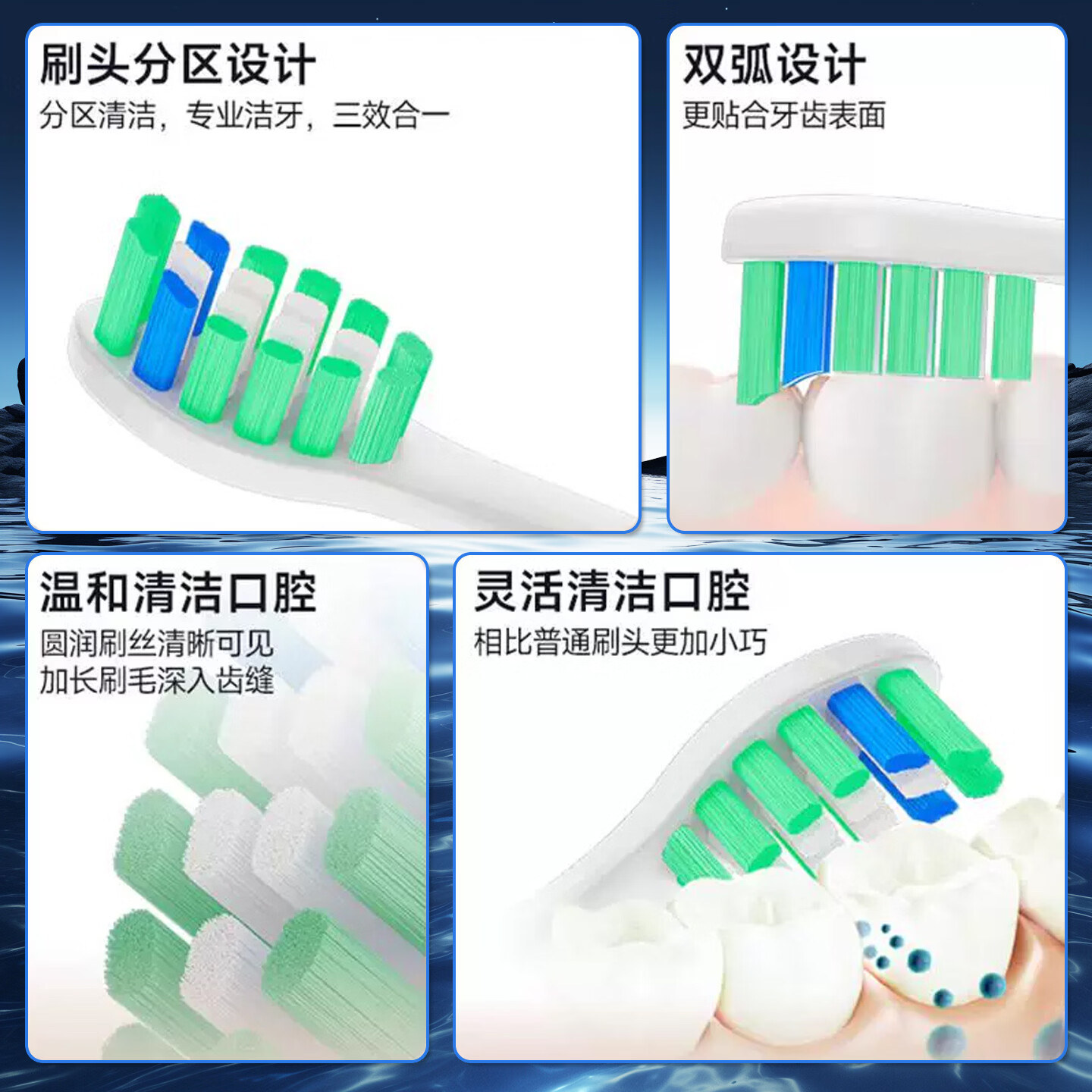 羽娅YU YA适配飞利浦电动牙刷头替换通用HX3/HX6/HX9/HX3226/6730/6511/9033/9362/2461/2431原装品质 6支 【超值套装】标准+护龈+亮白