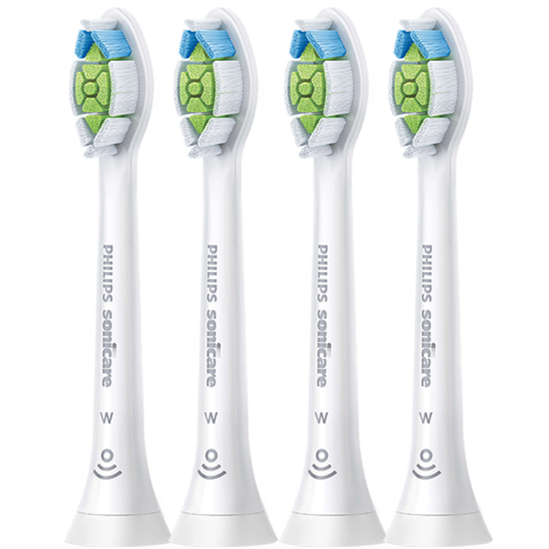 飞利浦（PHILIPS）电动牙刷头W2亮白型官方原装欧洲进口适配钻石1/3/3pro/CI/导航刷系列刷柄 4支装HX6064/85 白色