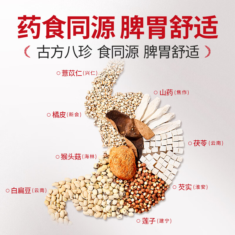 九芝堂正宗八珍粉猴头菇山药薏米茯苓调理脾胃祛湿健脾养胃营养粉早餐 周期装 500g*3罐 【脾胃双养】