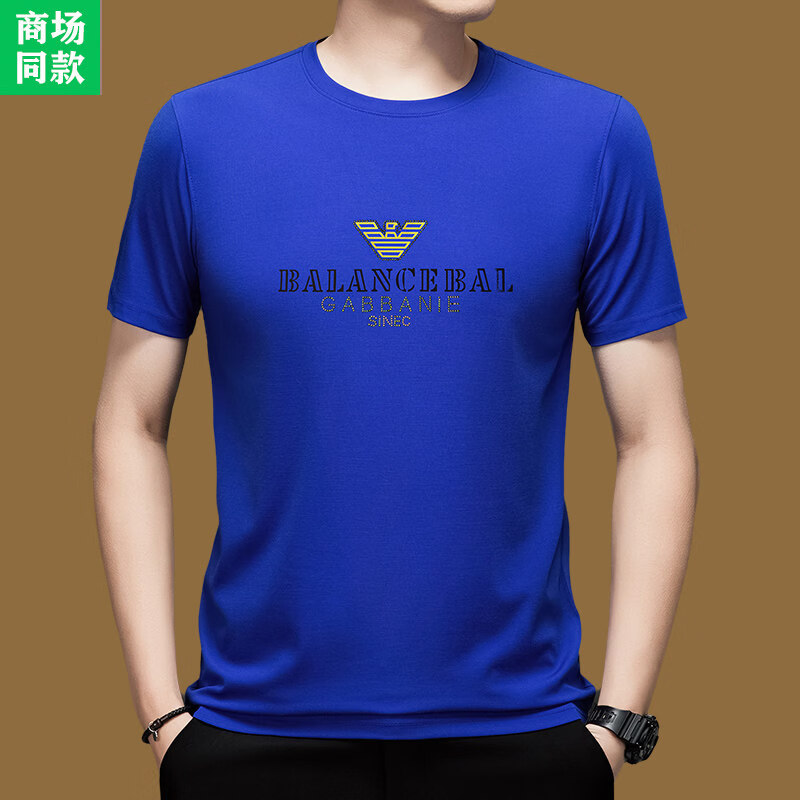 阿玛尼（ARMANI）意大利正品短袖t恤男士圆领2026夏季新印花鹰标韩版休闲百搭上衣 国际一线品牌白色80666 2XL 180码=【155-170斤】