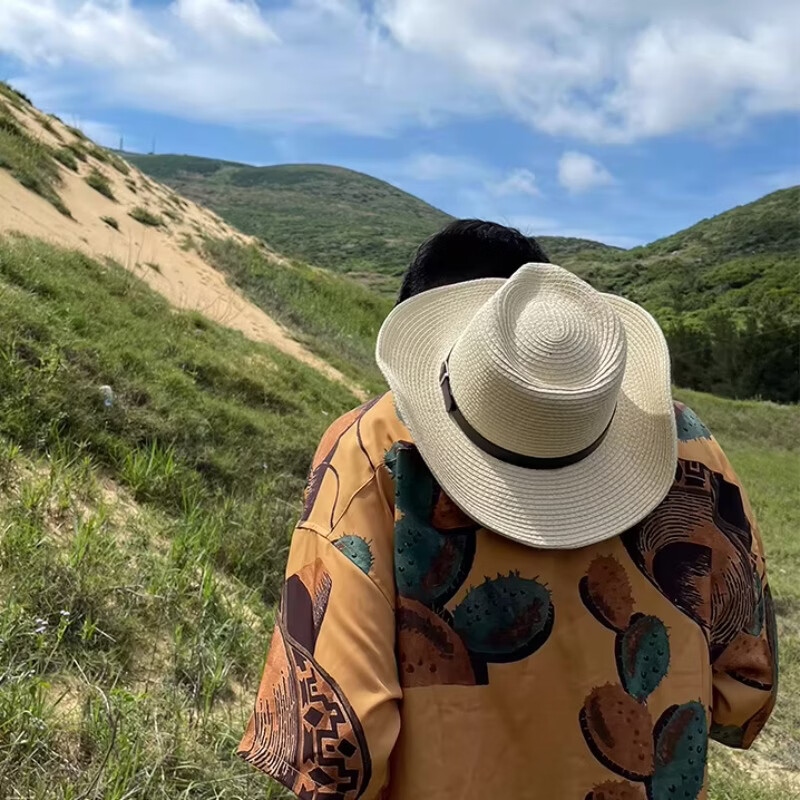 万宏达帽子男夏天遮阳帽防晒太阳帽户外钓鱼帽子旅游女遮阳帽沙滩帽草帽 米白色（男女同款） 均码(56-60cm)