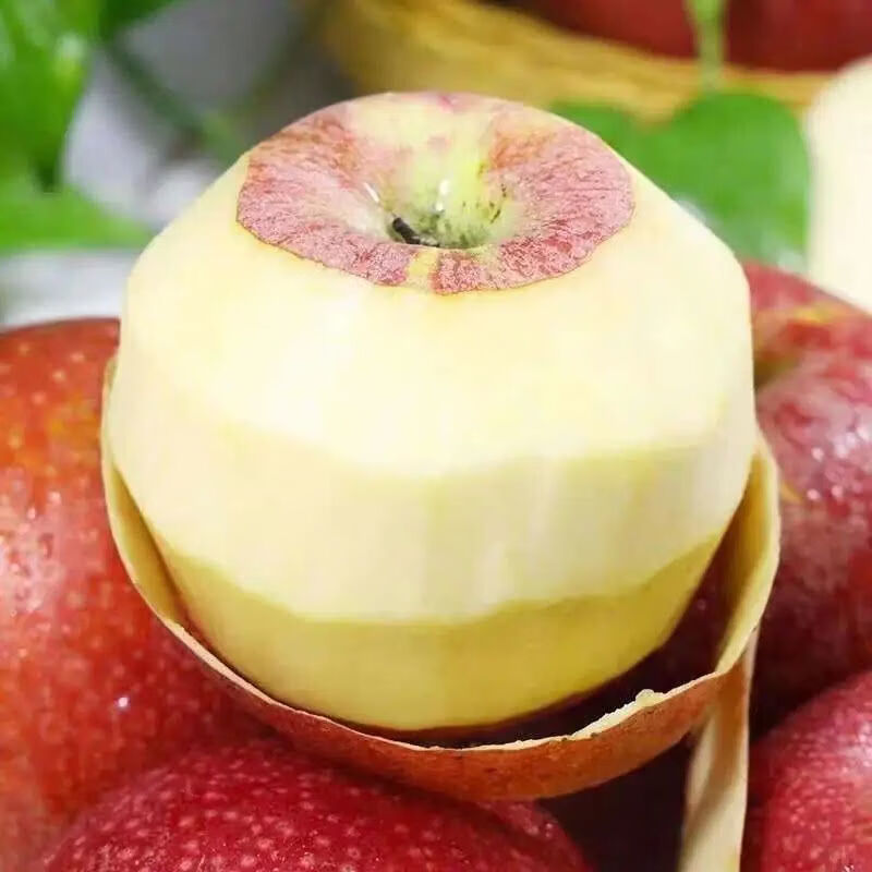 陕秦冠粉面苹果鲜老人小孩婴儿宝宝刮果泥吃喜欢吃的10斤整箱 1罐箱 75mm80mm4点55斤中果装约12个