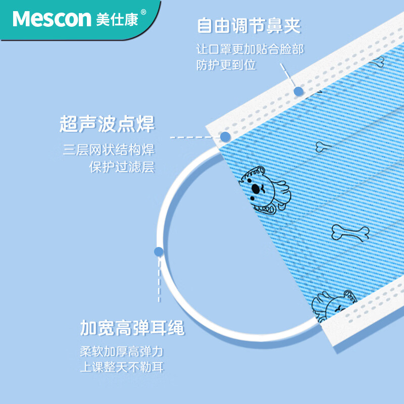 美仕康儿童款多花色独立包装医用外科口罩灭菌级轻薄透气医疗防护口罩 印花狗100只
