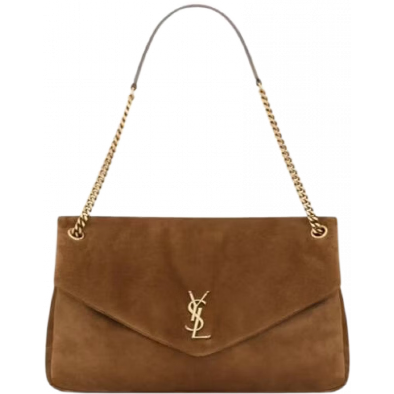 YSL圣罗兰女士单肩包CALYPSO大号可调节肩带日常通勤轻便携带大容量小牛皮 棕色 均码