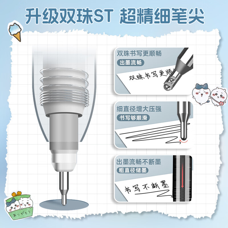 得力中性笔按动笔ST头0.5mm速干签字笔刷题笔水笔黑色学生考试用红笔高颜值好用DIY笔杆 【6支透明杆】黑色-ST头0.5mm