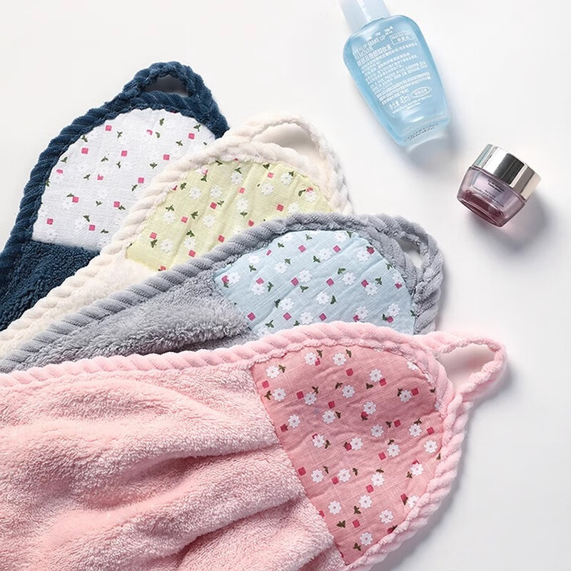 JEPOO可挂式珊瑚绒擦手巾 厨房清洁巾不易掉毛吸水洗碗布 5条装随机