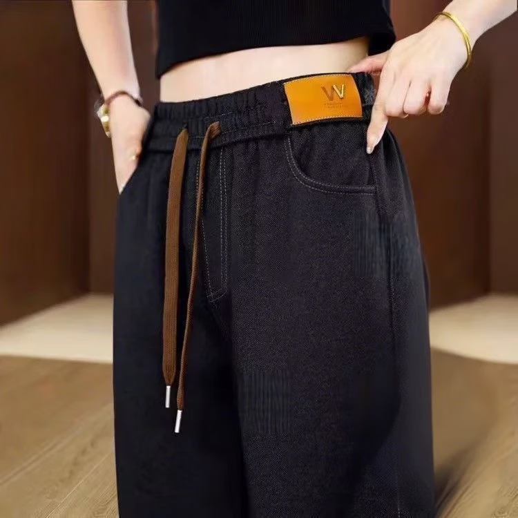 【商场撤柜1折处理】25年秋季新款水洗软牛仔裤 高腰遮肉百搭减龄 黑色【不加绒款】 2XL 【建议95-110斤】