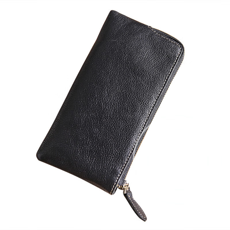 Colrtn Kwecr  男士手包真皮长皮夹钱包手机包头层牛皮时尚多功能手拿包奢侈品 黑色17.5*9.5*0.8