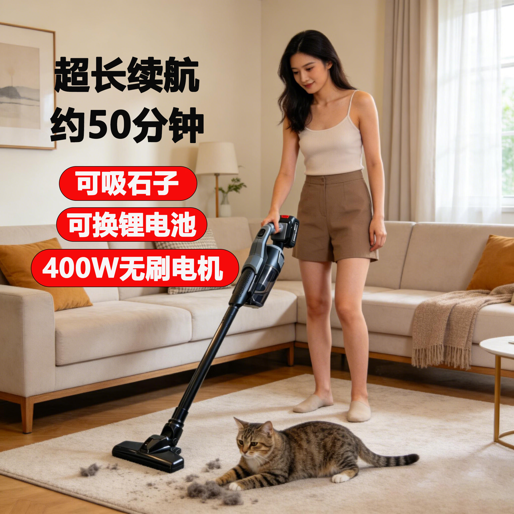 MOTOFEEL无线吸尘器家用大吸力便携手持式锂电吸尘机吸毛发地毯美缝车载吸拖一体机 全屋清洁吸尘器（1电池） 京东折扣/优惠券