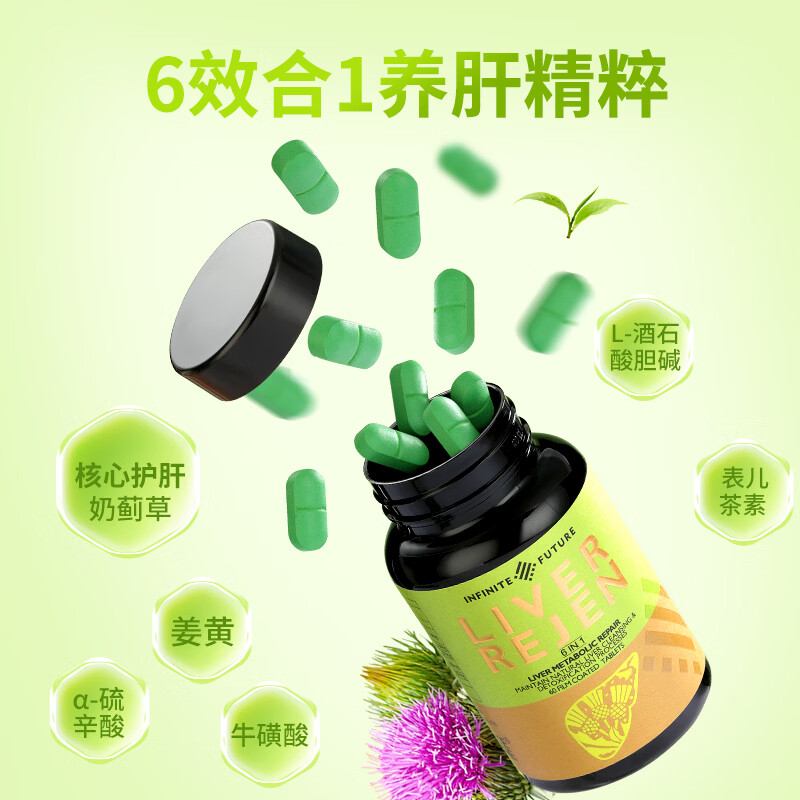INFINITE FUTURE无限未来IF奶蓟草成人焕肝片护肝熬夜加班净肝片护肝片60粒 【2瓶1周期】护肝片2瓶