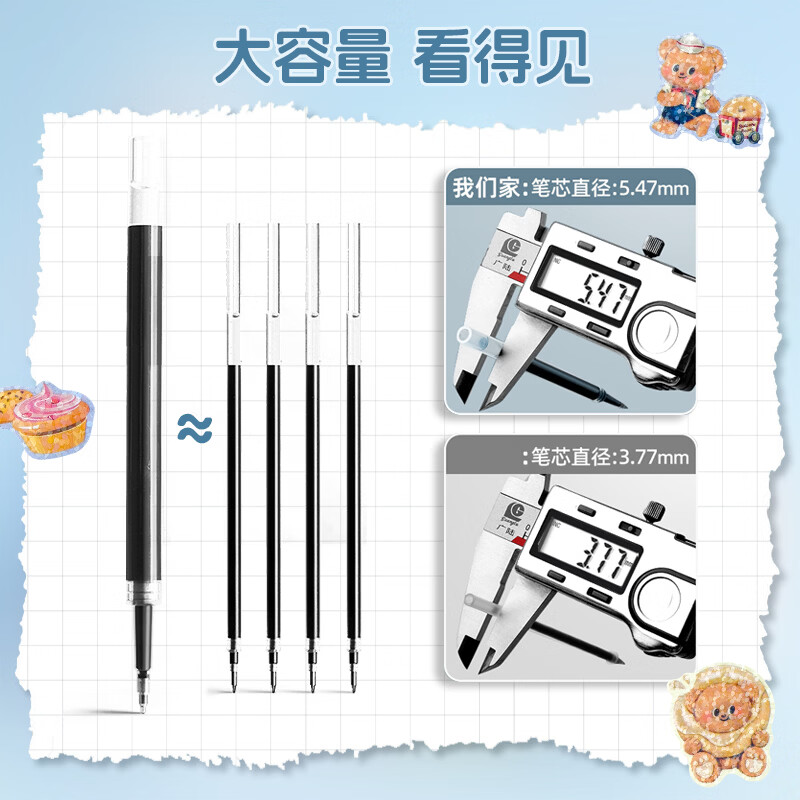 得力中性笔按动笔ST头0.5mm速干签字笔刷题笔水笔黑色学生考试用红笔高颜值好用DIY笔杆 【6支透明杆】黑色-ST头0.5mm