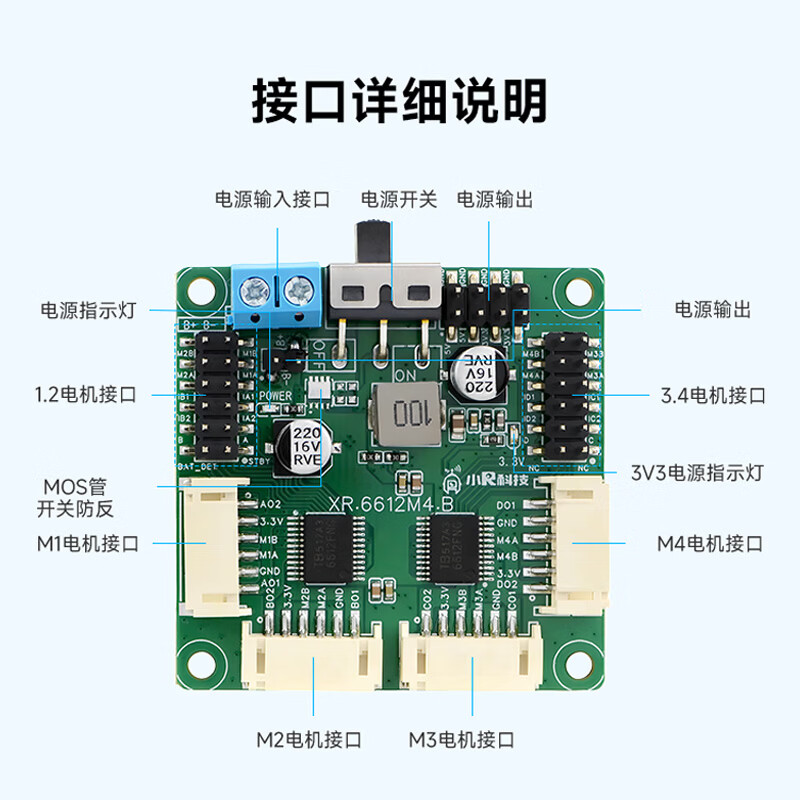 小R电机驱动模块四路原装芯片驱动带编码器5V稳压引脚小车TB6612 FNG SKU-TB6612四路电机驱动模块