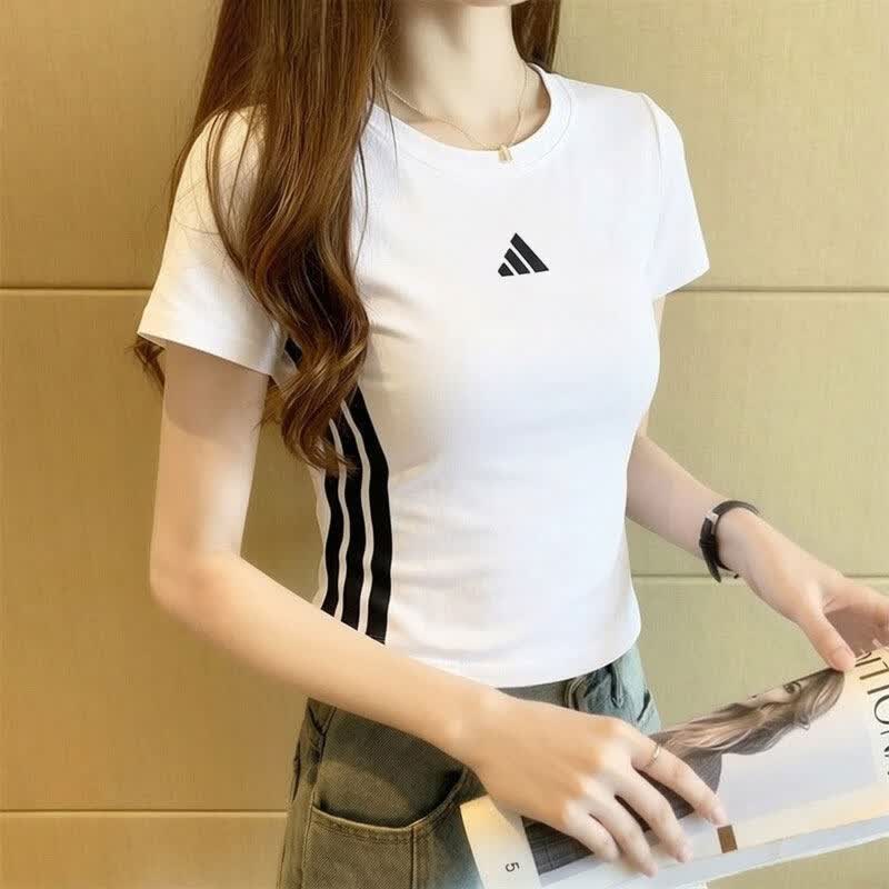 阿迪达斯T恤女装 2026夏季新款运动服时尚潮流上衣棉质透气圆领修身短袖女 白色/透气/修身/建议拍大一码 M