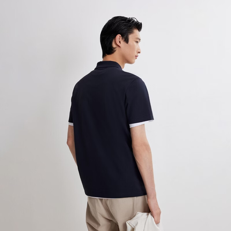杰克·琼斯（JACK&JONES）26年男装夏季新款polo衫男士商务休闲简约纯色刺绣翻领短袖t恤 E38深兰色 常规 L （180）