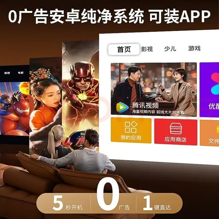 投影仪家用办公家庭影院4k超高清白天商用便携式宿舍投影机卧室客厅投影云台一体机 S2超清投影仪+高清接口 高清超亮+白墙直投