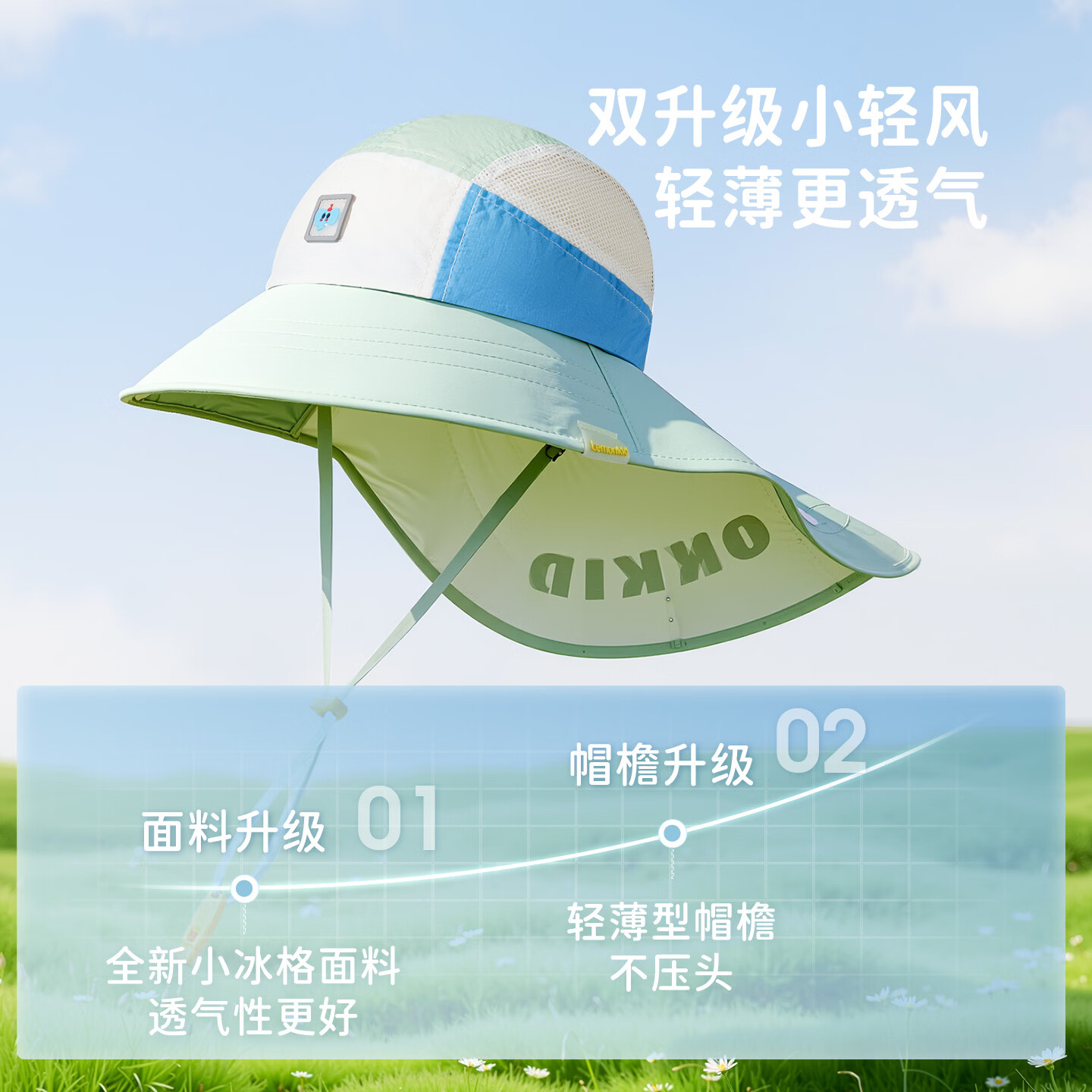 柠檬宝宝小童大帽檐防晒帽夏季防紫外线大披肩轻盈舒适海边必备 晚霞紫 S:帽围50-52cm,建议年龄2-6岁