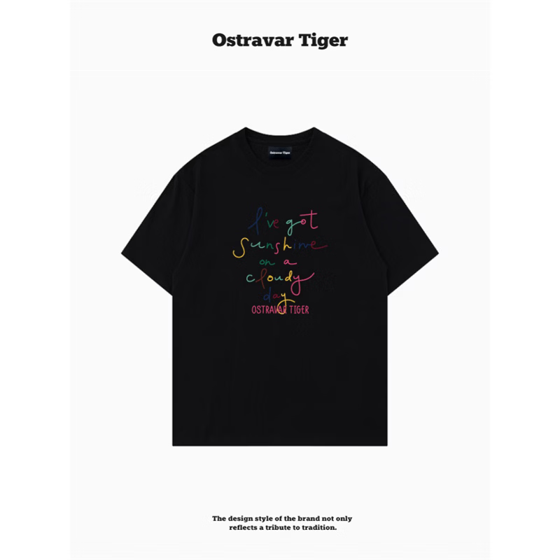 OSTRAVAR TIGER专柜新款 重磅限定潮牌2026春设计感宽松纯棉短袖女t恤上衣 浅奶杏 3XL